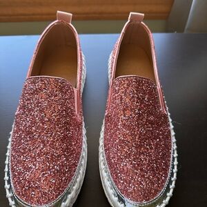 Glittery Pink Slip-On Women's Shoes